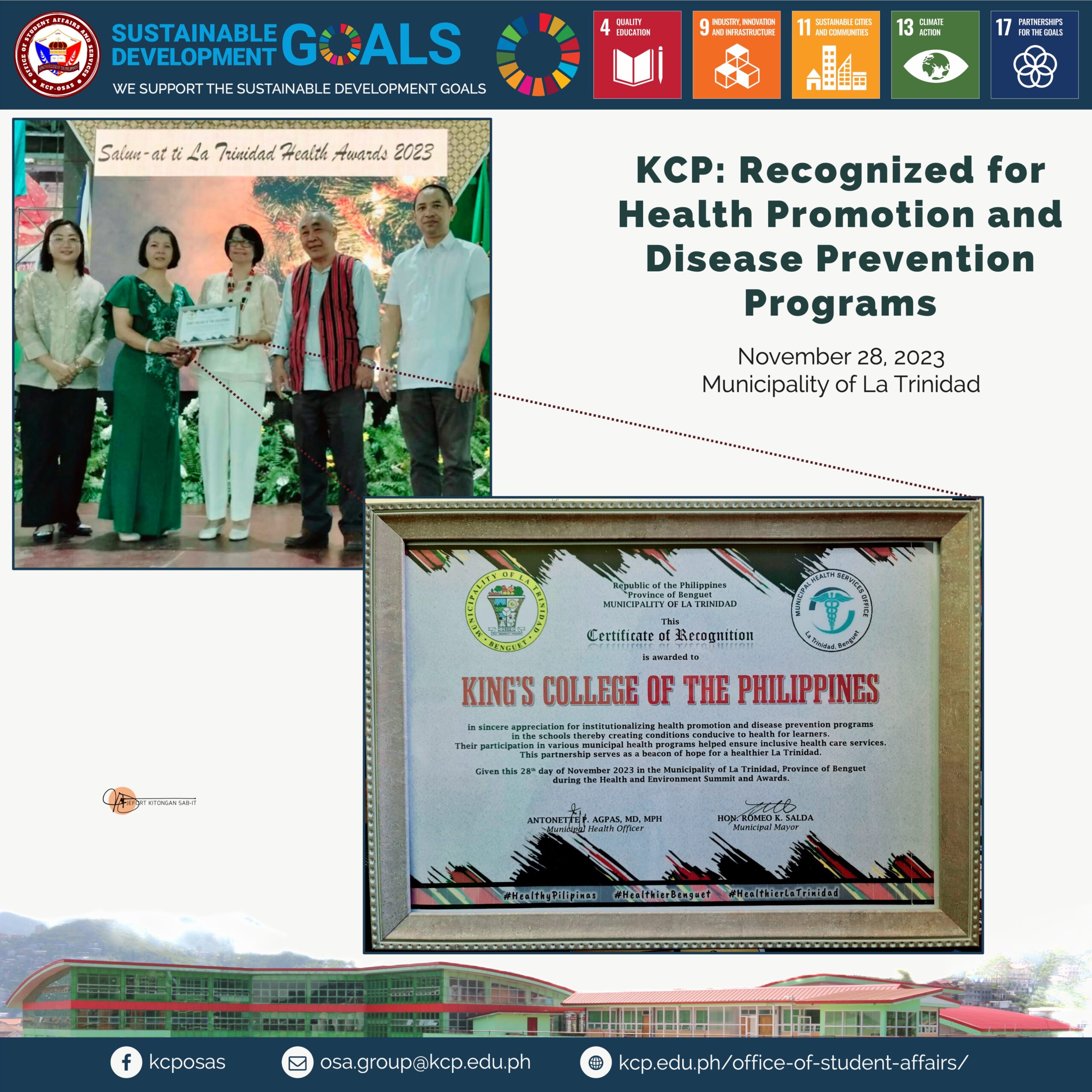KCP: Recognized for Health Promotion and Disease Prevention Programs