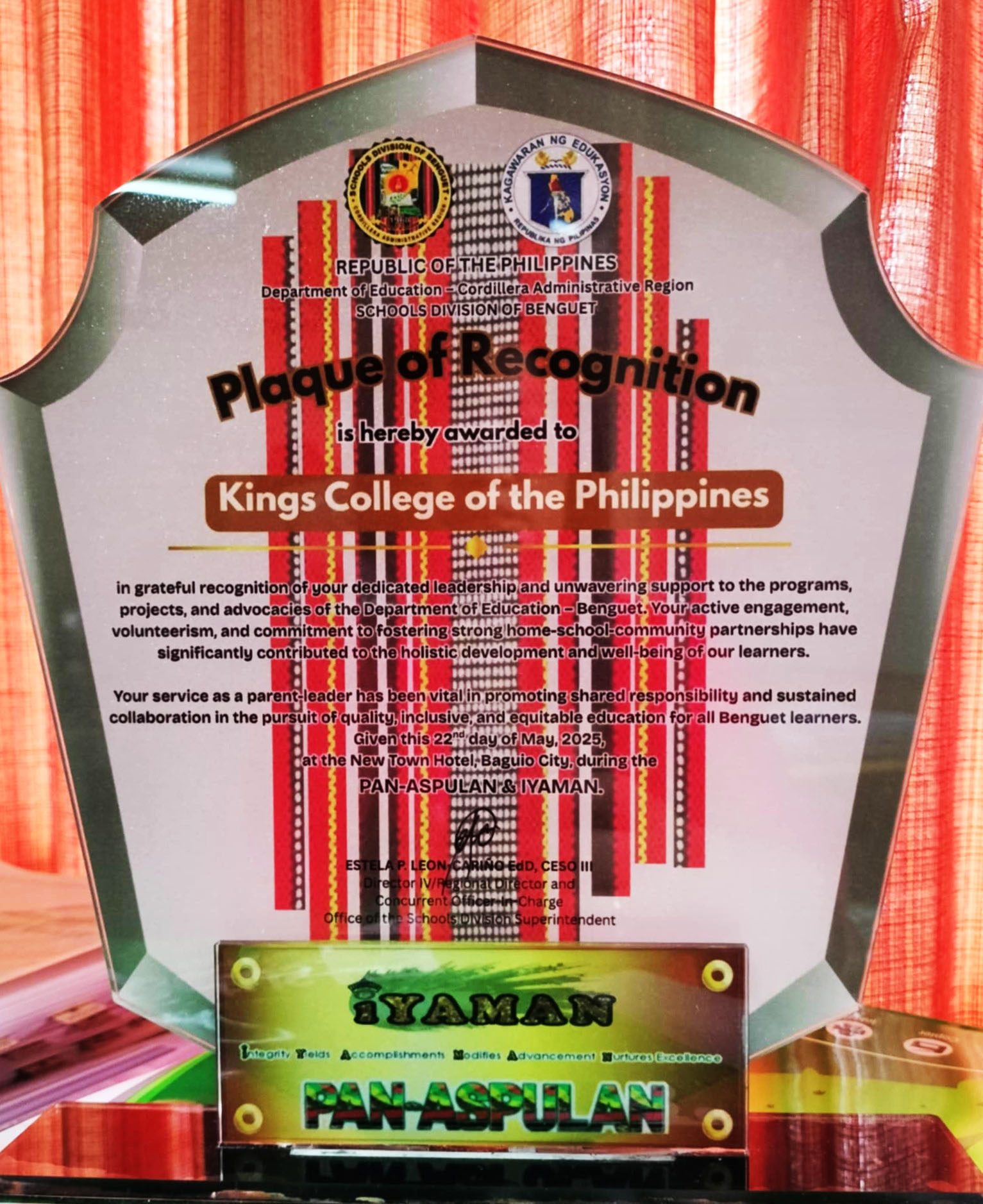 KCP Honored with a Plaque of Recognition!
