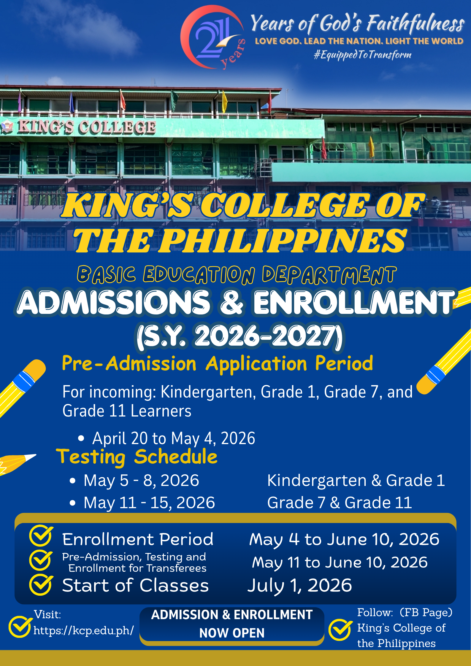 Enrollment Announcement & Pre-Admission Application