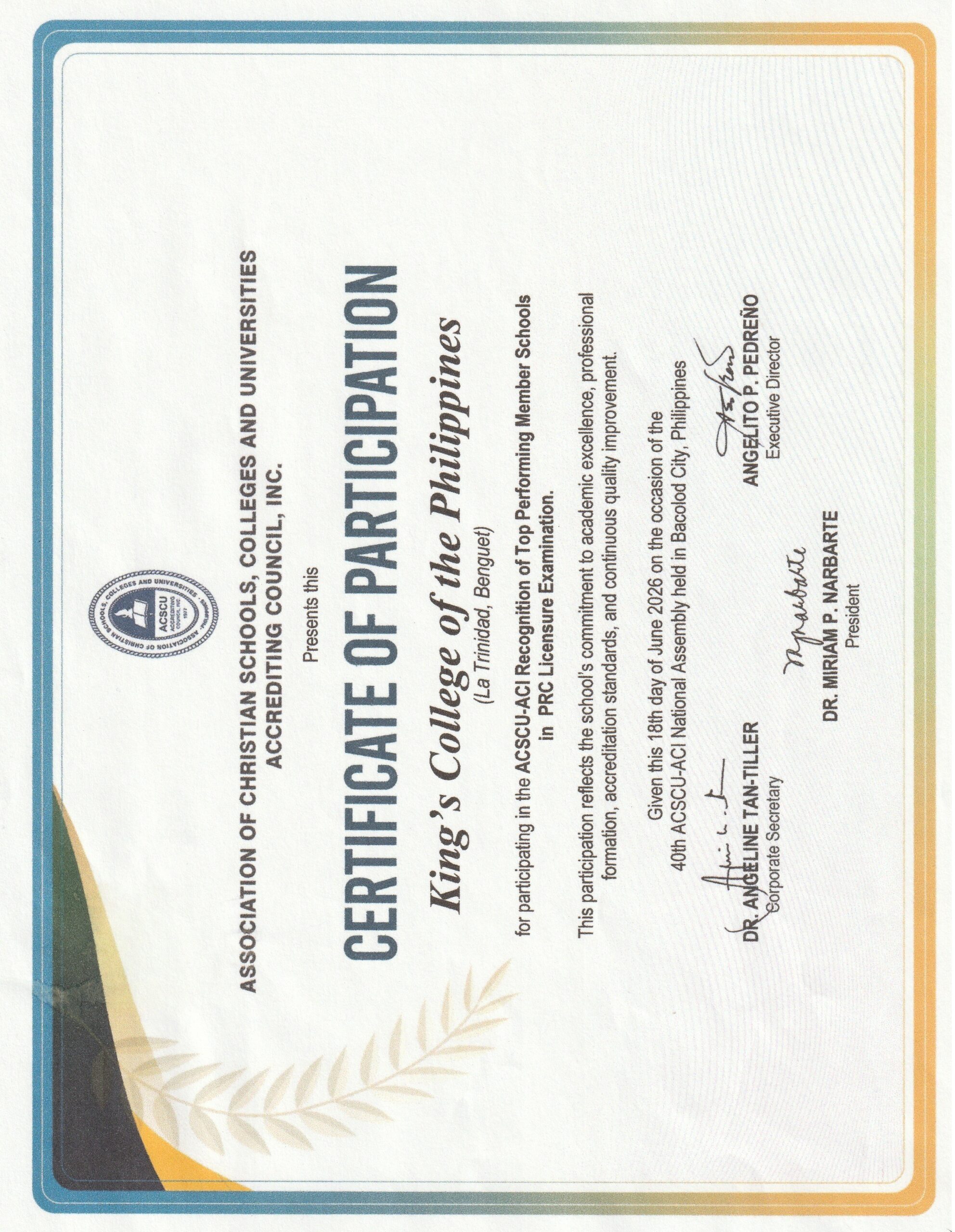 ACSCU-ACI National Assembly 2026 – KCP recognition 2