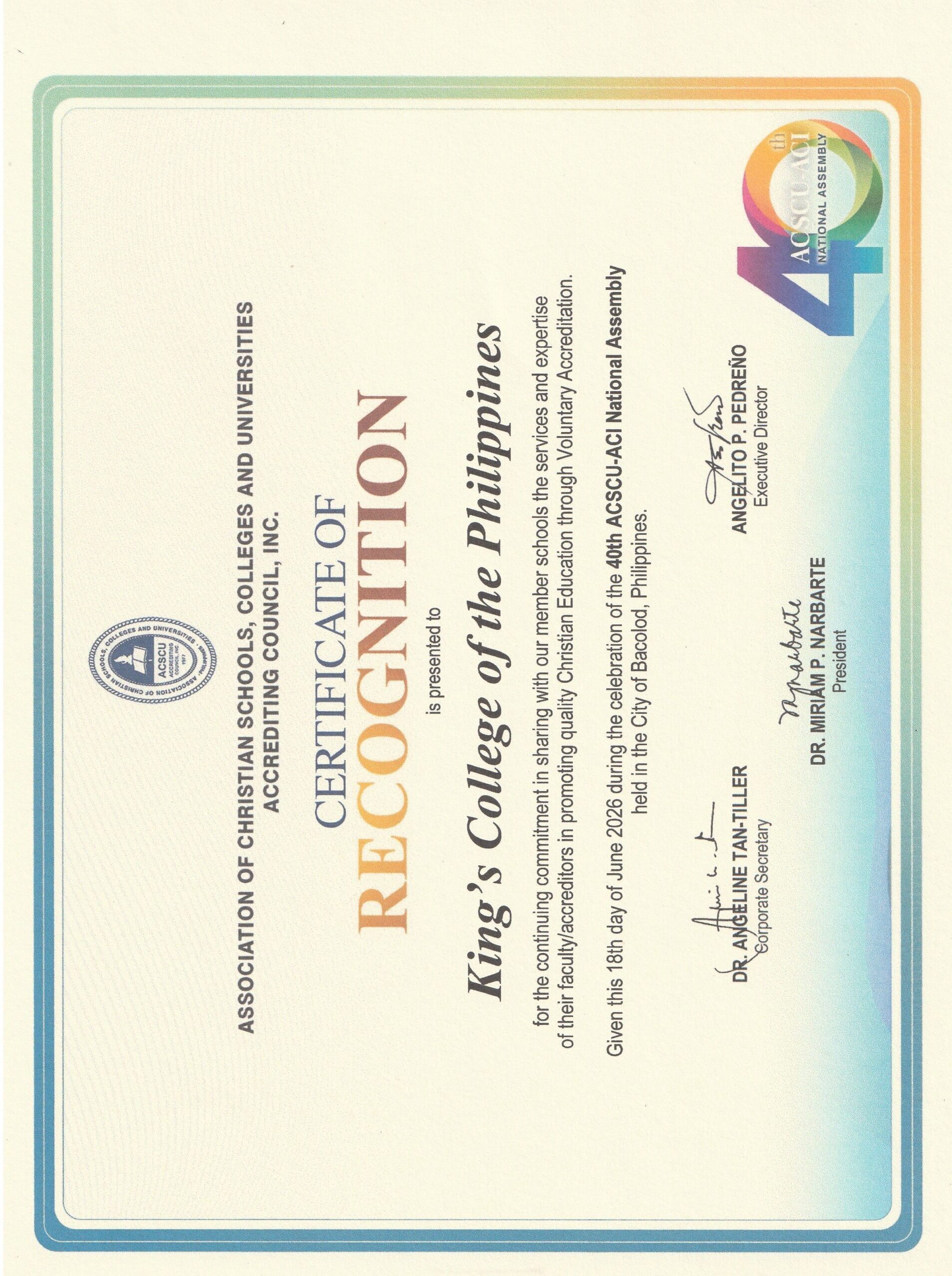ACSCU-ACI National Assembly 2026 – KCP recognition 3